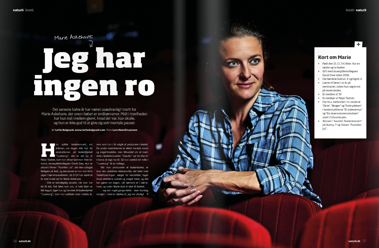 Marie Askehave, skuespiller : Magasinet Naturli : Lars H. Laursen 